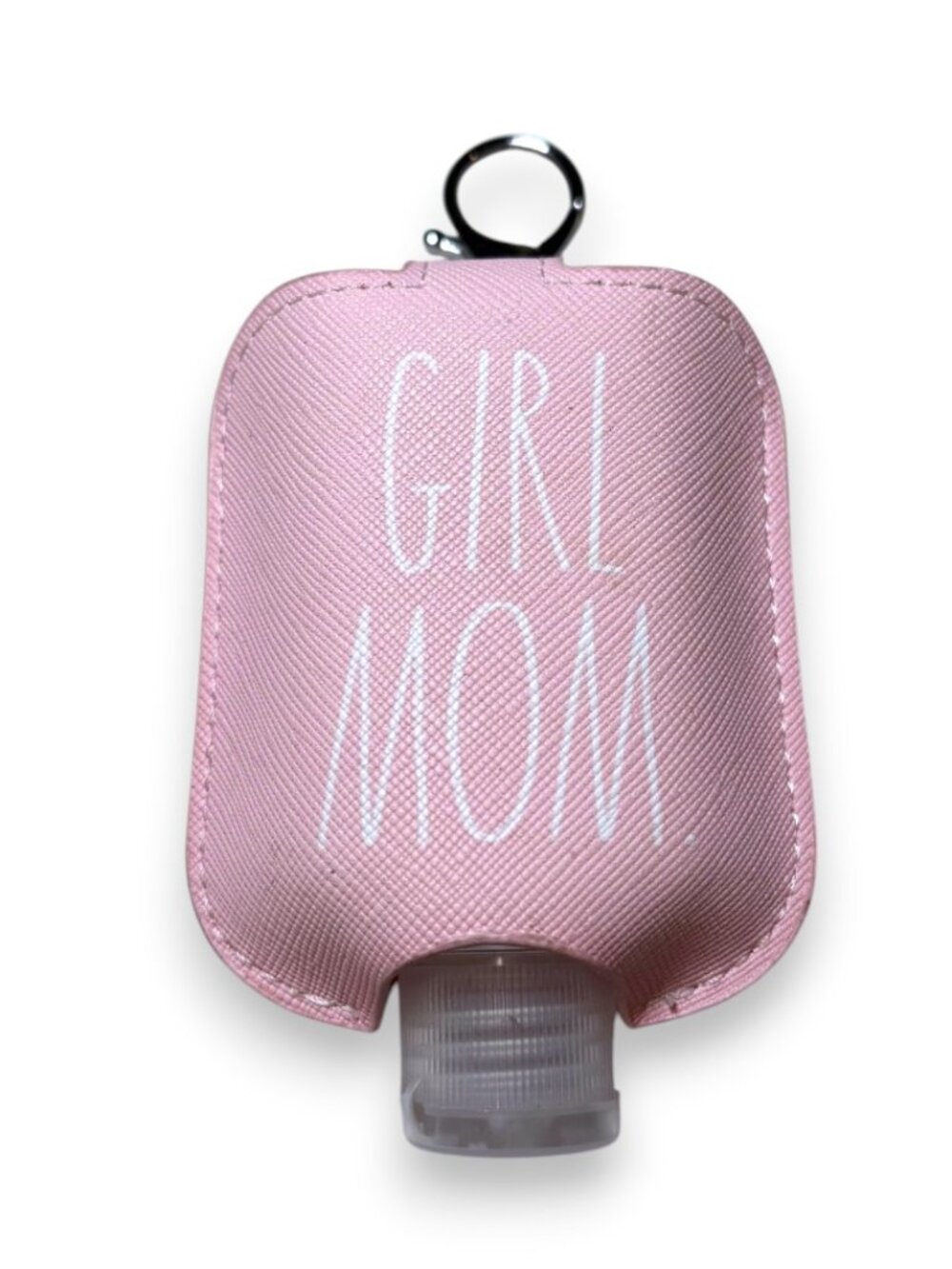 New Rae Dunn Girl Mom Pink Hand Sanitizer Lotion Holder Keychain Purse Accessory
